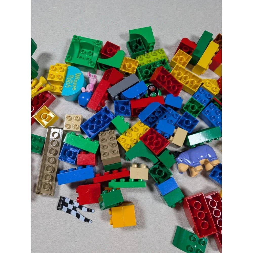 Lot of 100+ 3lb LEGO DUPLO Pieces, Thomas Train, Winnie Pooh, Animals